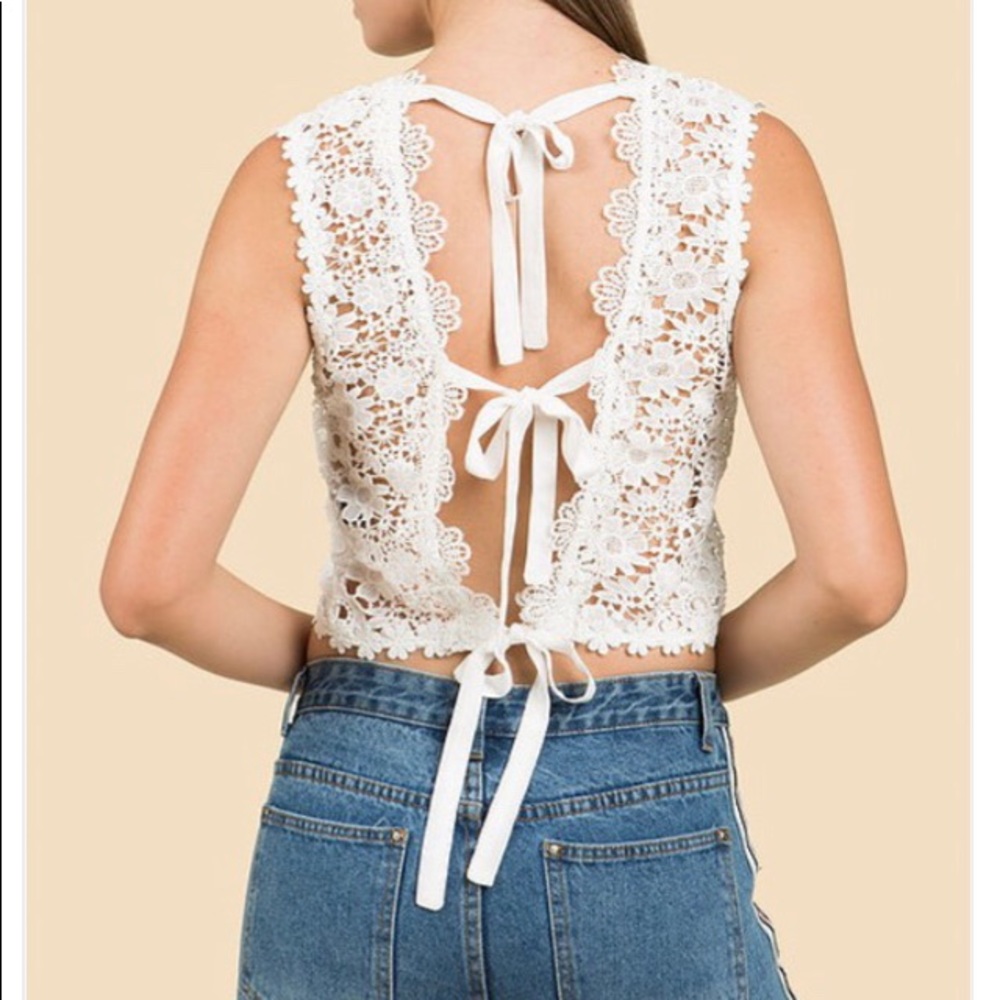 Laced backless crop top